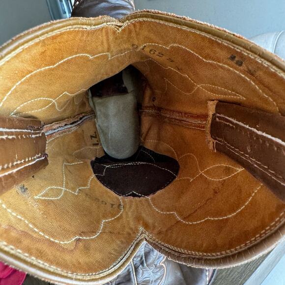 VTG Tony Lama Two Tone Lizard Wingtip Two Tone Cowgirl Rodeo Western Boots 6B - Picture 9 of 12